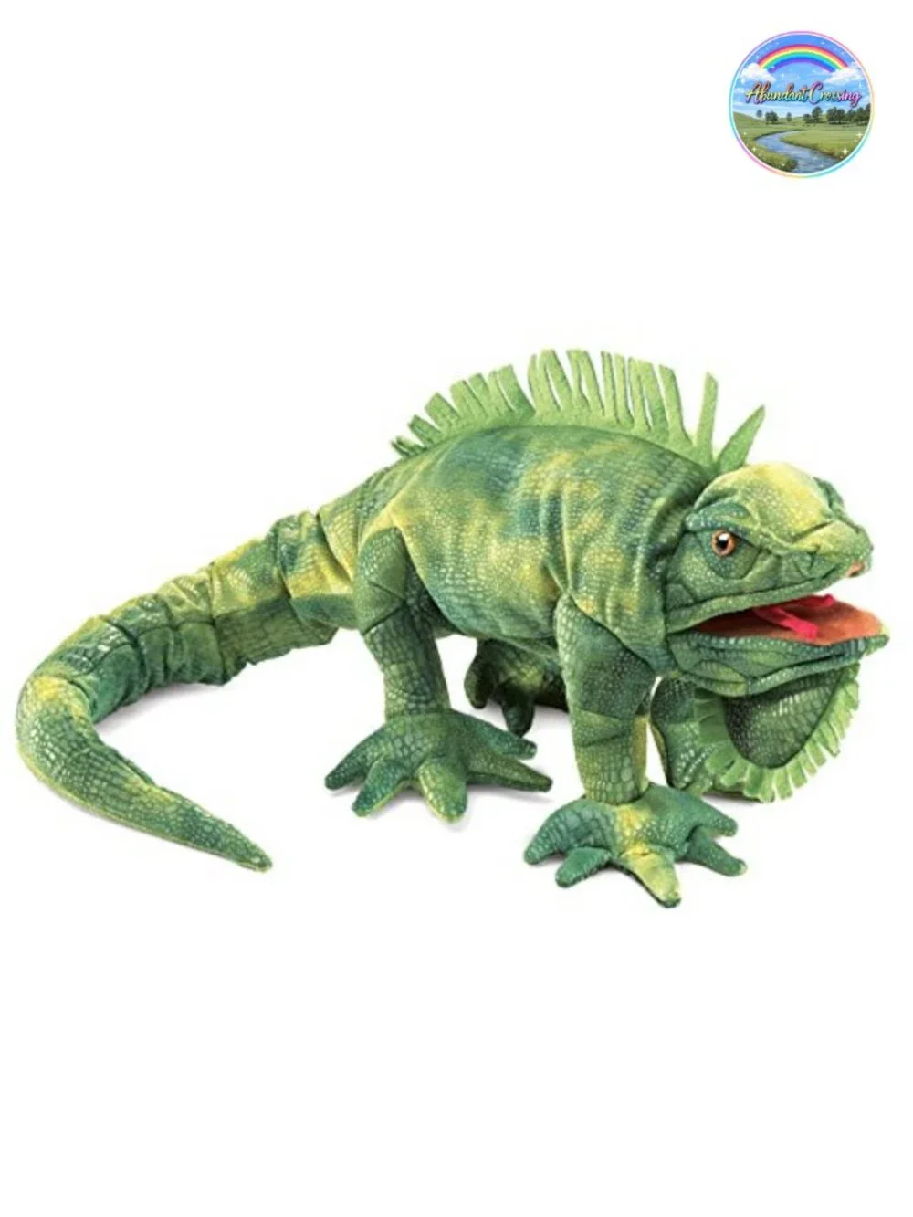 Lifelike Iguana Plush Hand Puppet with Movable Mouth